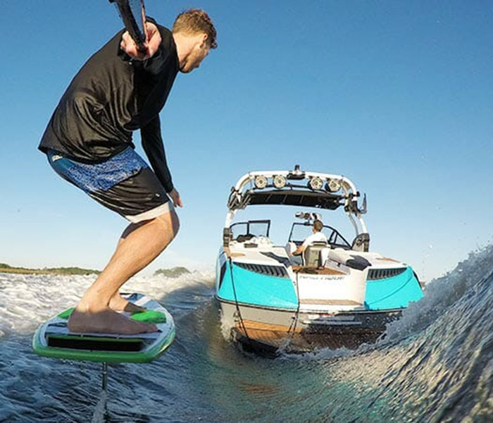 surf foil behind boat